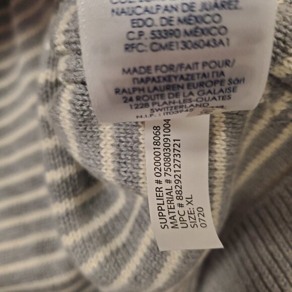 NWOT Chaps Sweater Crew Neck Heather Gray/White Striped Mens Size Large‎ NEW - Picture 12 of 12